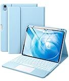 Harvopu Compatible with iPad Air 11 Inch & Air 5th/ Air 4th Generation Case with Keyboard - Multi-Touch Trackpad, 7-Color Backlit, Detachable Folio Cover for Air 11-inch M3/M2 (2025/2024) (Sky Blue)