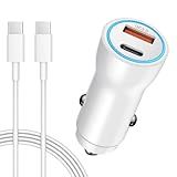 for iPhone 15/16 Car Charger, 43W 2-Port Fast USB C Car Charger Power Adapter with 6FT USB C to Type C Cable for iPhone 16e 16/15 Pro Max/Plus/iPad Pro/Samsung Galaxy S25 S24 S23 S22 S21 Ultra