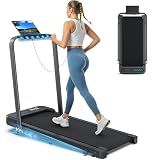 WELLFIT Folding Treadmill for Home, Walking Pad with Incline and Handle Bar