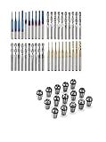 Genmitsu 40PCS End Mill CNC Router Bits (2 Flutes, 1/8" Shank)+15PCS ER11 Precision Spring Collet Set for CNC Engraving Milling Lathe Chuck Tool,