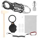 LZVXTYM Pocket Pinger Tester Kit, Portable Gold and Silver Change Ping Resonance Testing Tool, Pocket Coin Ping Testing Parts with Hammer and Magnifying Glass for Collectors
