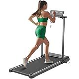Compact Walking Pad with Handle Bar, Foldable Electric Treadmill with Handles and 3.5HP Powerful, Portable Small Walking Pads Treadmill for Home Small Spaces,400LBS Weight Capacity