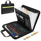Lulrsay Document Bag,Accordion File Organizer, Portable File Folder Organizer with Lock & Handle,13 Pocket Expanding File Folder with Labels for Documents Laptop Passports Cards Black