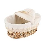 YAHUAN Round Bread Basket Serving Woven Bread Baskets Wicker Basket Sourdough Proofing Basket with Removable Liner and Cover (Wicker)