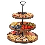 Elegant Charcuterie Boards Three Tiered Acacia Cheese Board and Cupcake Stand with 360° Easy-to-Spin Trays, Perfect for Gatherings, Housewarming Gifts, Celebrations, and Daily Usage. (30x25x20 cm)
