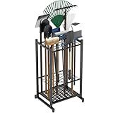Garden Tool Organizer, Yard Tool Tower Rack for Garage Organization and Storage, Up to 35 Long-Handled Tools/Rakes/Brooms, Heavy Duty Steel Garden Tool Stand for Shed, Outdoor, Black
