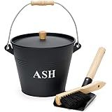 INNO STAGE Mini Metal Ash Bucket with Lid, Shovel and Broom, 1.5 Gallon