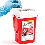 Sharps Container Small - Sharps Containers for Home Use and Labs - Portable Needle Disposal and Travel Size Biohazard Bin - 1 Quart (Pack of 1)