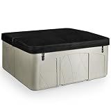 Lifesmart 5-Person Plug & Play Hot Tub Spa, 28-Jet Square Outdoor Spa with Thermal Cover, Ozonator, LED Light and Waterfall, Sand