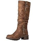 GLOBALWIN Women's Camel Knee High Riding Boots For Women Chunky Low Heel Size 8M