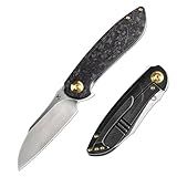 KANSEPT Prometheus Pocket Folding Knife for Men - EDC Camping 3.29'' Satin CPM S35VN With Twill Carbon Fiber Handle - Everyday Carry K1040A1