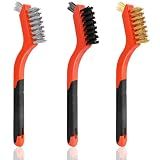 3PCS Wire Brushes for Cleaning Rust, Nylon, Brass & StainlessSteel Bristles