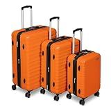 Amazon Basics 3-Piece Hardshell Spinner Luggage Set (21", 26", 30"), Expandable, Scratch-Resistant Surface, Four Multi-directional Wheels, Orange