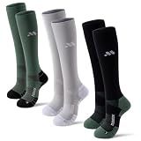 musesox Compression Socks for Women and Men,Knee High 15-20mmHg Graduated Support(3 Pairs) for Nurses,Travel,Black Gray Green,Medium