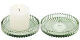 Vixdonos 3.8 Inch Glass Pillar Candle Holder Set Pack 2 Gear Round Plate Serrated Candle Stand for Table Centerpieces,Party, Wedding and Home Decor