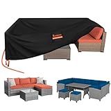 Kovshuiwe 86" Lx86 Wx28 H Patio Furniture Covers, Outdoor Furniture Covers Waterproof, Tear-Resistant Patio Table and Chair Set Cover with Fastener Windproof Buckle Straps, Heavy Duty, 600D Oxford