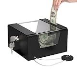 Steel Locking Tip Box - Heavy Duty Secure Tip Jar with Combination Cable Lock - Use for Collecting Donation, Suggestion, Business Card, and More