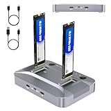 M.2 NVMe & SATA SSD Cloner Duplicator,10Gbps Dual-Bay Docking Station,USB C Reader for System OS Migration,Tool-Free NVMe to USB Enclosure Compatible with M-Key NVMe and B+M Key SATA (NGFF) SSDs 16TB