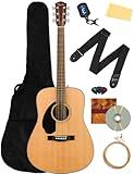 Fender CD-60S Solid Top Dreadnought Acoustic Guitar, Left Handed - Natural Bundle with Gig Bag, Tuner, Strap, Strings, Picks, and Austin Bazaar Instructional DVD