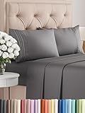 King Size 4 Piece Sheet Set - Comfy Breathable & Cooling Bed Sheets Set - Hotel Luxury Bedding for Women, Men, Kids, Teens, Boys & Girls - Deep Pockets, Ultra-Soft, Wrinkle Free - Oeko-Tex - Dark Grey