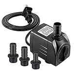 SongLong Submersible Pump 400GPH (1500L 25W) Ultra Quiet with Over Heating Protection 6.5ft High Lift for Fountains, Hydroponics, Ponds, Aquariums & More……