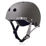 80Six Dual Certified Kids‚Äô Bike, Scooter, and Skateboard Helmet, Grey Matte, Small-Ages 14+