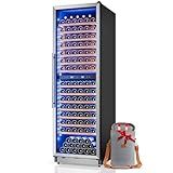 Vushine Wine Fridge 24 Inch-177 Bottle Wine Cooler Dual Zone Freestanding/Built-In with Upgraded Compressor, Low-Noise Wine Cellar & Intelligent Temperature Control