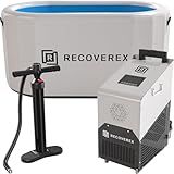 Recoverex Cold Plunge Tub, 90 Gallon, 0.8 Horsepower – Heavy-Duty Ice Bath Tub for Athletes, Portable Cold Plunge Chiller with Water Treatment Kit, Immersion Therapy, WiFi Control, Backpack & Wheels