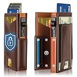 Wallet for Men Wallet with Slim Pop Up Card Holder for 10-12 Cards, RFID Blocking Credit Card Holder,Bifold Minimalist Smart Wallet with ID Windows & Money Clip,Gifts for Men Gift Boxed(Coffee +Brown)