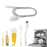 Dishwasher Cleaner Brush Kit - 6PCS Deep Cleaning Tools with Pick, Scraper, Straw Brush, Gap & Angle Brush, Flexible Tubes Brush for Spotless Dishwasher