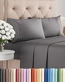 King Size 4 Piece Sheet Set - Comfy Breathable & Cooling Sheets - Dark Grey