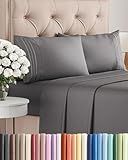 King Size 4 Piece Sheet Set - Comfy Breathable & Cooling Sheets - Hotel Luxury Bed Sheets for Women & Men - Deep Pockets, Easy-Fit, Extra Soft & Wrinkle Free Sheets - Dark Grey Oeko-Tex Bed Sheet Set