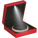 Luxury LED Light Bracelet Gift Box, Velvet Jewelry Bangle Box Storage Case Organizer Holder for Wedding, Engagement, Proposal, Birthday and Anniversary (Red)