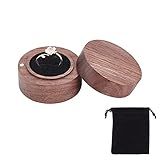 FINGERINSPIRE Walnut Wooden Engagement Ring Box 2.1x1.4inch Black Velvet Lining Round Magnetic Buckle Design Jewelry Wood for Proposal Wedding Storage(Come with a Bag) (CON-WH0087-59A-US18)