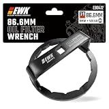 EWK 86.6mm 16 Flute Oil Filter Wrench for BMW and Volvo, Forged 6061 Aluminum Oil Filter Cap Socket Tool, Fits Cartridge Style Housings, Use with 3/8 Inch Ratchet or 27mm Socket