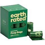 Earth Rated Poop Bags for Dogs, Guaranteed Leak Proof and Extra Thick Waste Bag Refill Rolls, Unscented, 270 Bags