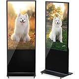HLEC 55'' Indoor Floor-Standing Digital Signage Interactive Display, 4K Touchscreen Advertising Display LCD Kiosk, Commercial Android Smart System, CMS Software, HDMI/USB Input＆Out/WiFi(4+64G)