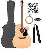 Fender Dreadnought Acoustic-Electric Guitar - Natural Bundle with Hard Case, Strap, Strings, Picks, and Austin Bazaar Instructional Video