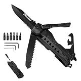 DURATECH 20 in 1 Multitool with Safety Locking, Gift for Men Dad, with Pocket Knife, Screwdriver, Saw, Can Opener, Bottle Opener, Whistle, Fire Starting Sticks, Multi Tool for Outdoor, Hunting, Hiking