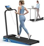 Cardirun Foldable Treadmill with Incline, Compact Walking Pad Treadmill with Safety Handle Bar, 3.0HP Quiet Under Desk Treadmills for Home/Office, 320 LBS Capacity, APP & Remote Control, Black