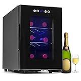 Iceblue 6 Bottle Wine Fridge Cooler, Digital Temperature Control White & Red Wine Beverage Refrigerators Mini Fridge with Wine Rack, Champagne mini Refrigerator for Home and Kitchen and Bar - Black