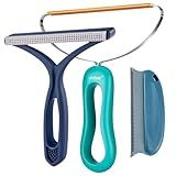 Pet Hair Remover 3-Pack, Dog Cat Hair Remover, Lint Shaver Cleaner Pro, Fur Removal Tool, Portable Carpet Scraper, Fuzz Rollers Hairball Brush for Carpets, Clothes, Car Mats, Couch, Pet Bed, Furniture