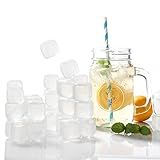 Reusable Ice Cubes 25 Pack - White Plastic Refreezable Cubes for Drinks, Whiskey, Vodka or Coffee - Washable Fake Ice Chill Drinks Without Diluting & Melting