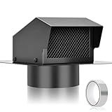 Trivd Frol 6 Inch Roof Vent Cap, Heavy Duty Galvanized Steel Removable Roof Exhaust Vents for Houses, Home Ventilation System with Damper, Black