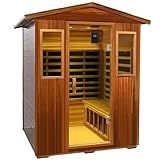 Kanlanth Outdoor Sauna 4 Person Low EMF Far Infrared Sauna for Home, 2050W Mahogany Wooden Sauna Room for Outdoor Indoor Home, with Blue-Tooth, LCD, LED