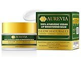 AUREVIA Vegan Lip Brightening Balm – Deeply Hydrating & Moisturizing Lip Care With Turmeric, Licorice, Saffron, Aloe Vera & Vitamin-C - Plant-Based New Improved Ayurvedic Clean Beauty Formula