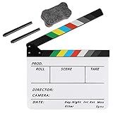 Zacro Acrylic Film Clapboard -12 x 10in Plastic Film Clapboard Cut Action Scene Clapper Board with a Magnetic Blackboard Eraser and Two Custom Pens