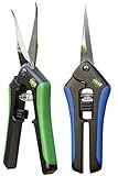 Hydroponic 2Pack Microtip Straight blade/Curved Blade Flower Leaf Trimmer Pruning Shears by Yieldcropper
