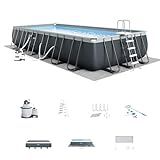 Intex 26367EH 24' x 12' x 52" Rectangular XTR Frame Swimming Pool w/ Filter Pump - Large Above Ground Backyard Rectangle Pool w/ 45-Inch Deep Water