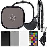 12x12 Foldable White Balance 18% Gray Reference Reflector Grey Card with Carry Case for Photography & Camera Color Correction White Balance Card, 4In1 Color Correction Card Set by Pixiss